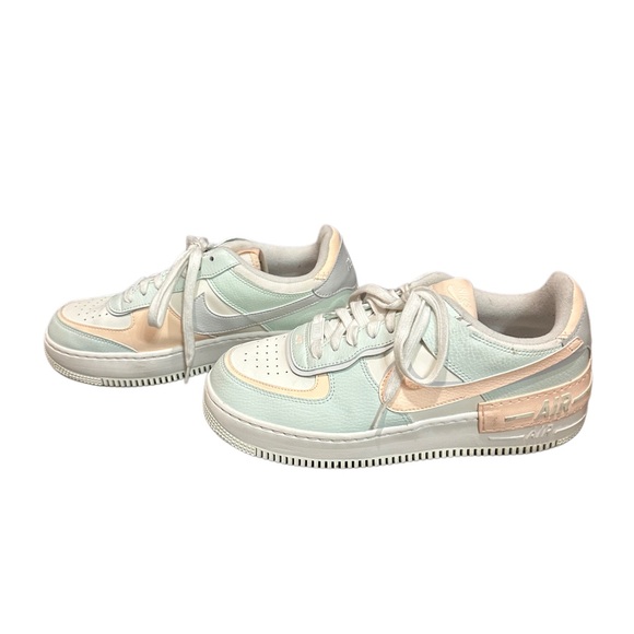 Nike Air Force 1 Low Shadow Green White and Pink Sneakers Size 10.5 - Picture 9 of 9
